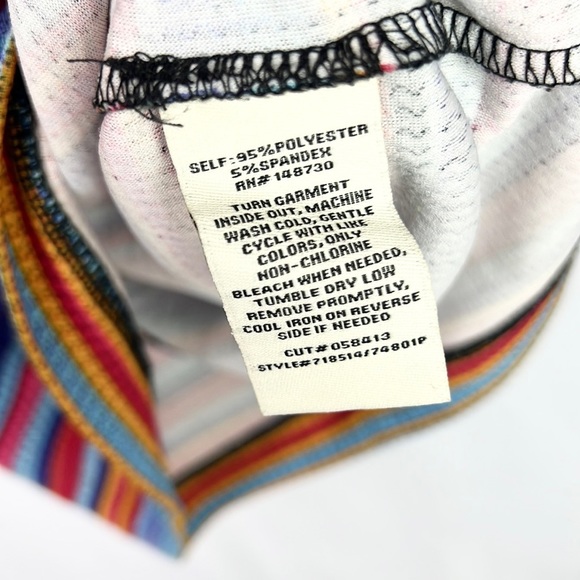 ECI |🌈👗Colorful Striped Cap Sleeves Bodycon Shift Style Dress - Picture 8 of 10